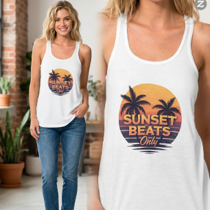 Retro-Sonnenuntergangs-Beats Nur Palmen Vintage Tank Top