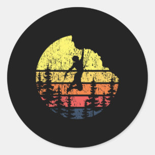 Retro-Sonnenuntergangs-Felsenkletterer - Boulderer Runder Aufkleber