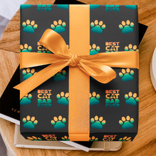 Retro-Sonnenuntergangs-Foto Vatertag Bester Katzen Geschenkpapier