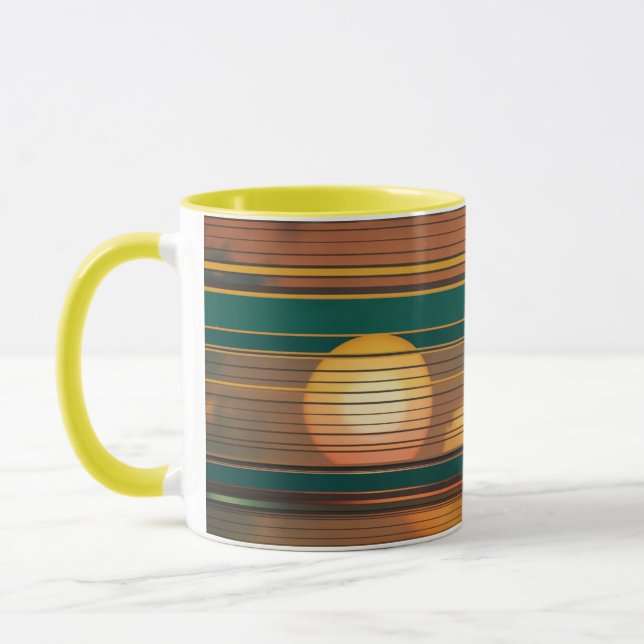 Retro-Sonnenuntergangs-Linien-Ästhetik-Kombi-Kaffe Tasse (Links)