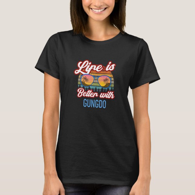 Retro-Sonnenuntergangs-Slogan mit Gungdo T-Shirt (Vorderseite)