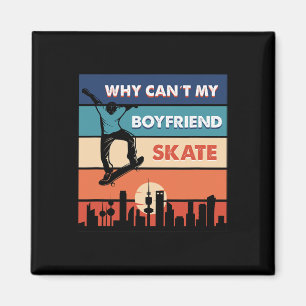 Retro Sonnenuntergangs Stadt Skater Magnet