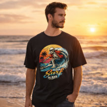 Retro-Sonnenuntergangs-Strand-Gothic-Surf-Grafik