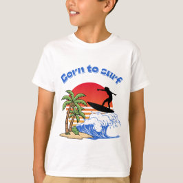 Retro-Sonnenuntergangs-Surfer, geboren um zu surfe T-Shirt