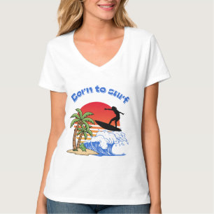 Retro-Sonnenuntergangs-Surfer, geboren zum Surfen T-Shirt