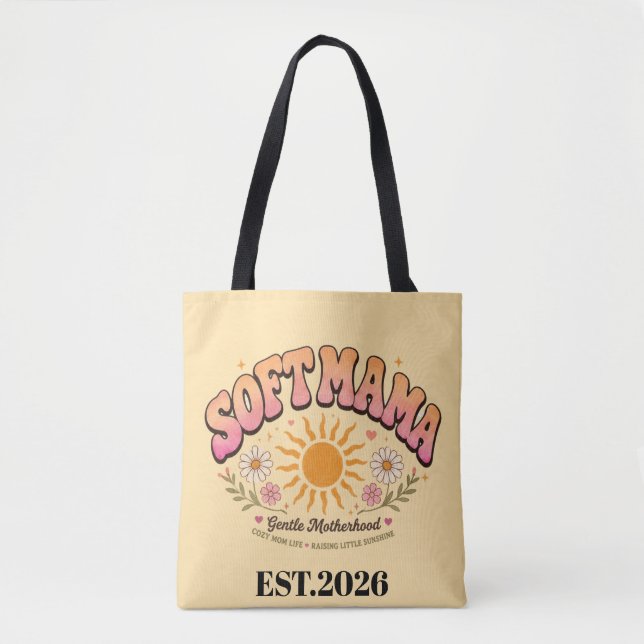 Retro-Sonnenuntergangs-Typografie-Design Soft Mama (Vorderseite)