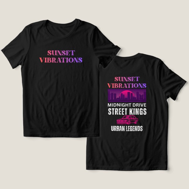 Retro Sonnenuntergangs-Vibrationen Tri-Blend Shirt (Design Vorderseite & Rückseite)