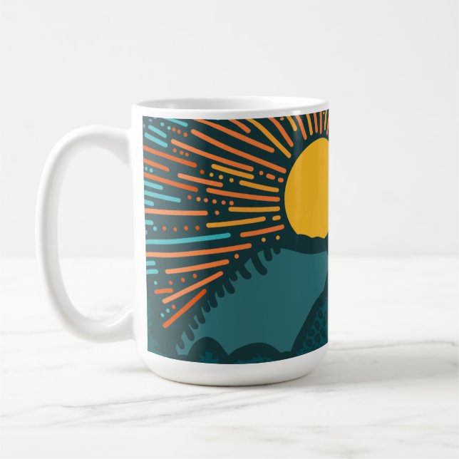 Retro-Sonnenuntergangsberge Kaffeetasse (Links)