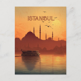 Retro-Sonnenuntergangsblick Istanbul Türkei Reise Postkarte