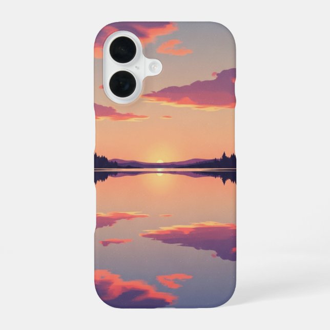 Retro-Sonnenuntergangssee iPhone 16 Hülle (Rückseite)