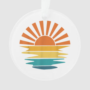 Retro-Sonnenuntergangsstrahlen Wellige Vintage-Ret Ornament