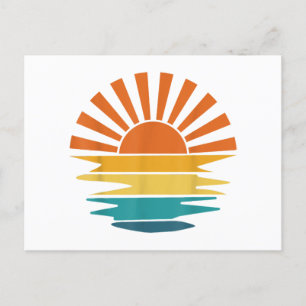 Retro-Sonnenuntergangsstrahlen Wellige Vintage-Ret Postkarte