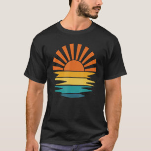 Retro-Sonnenuntergangsstrahlen Wellige Vintage-Ret T-Shirt