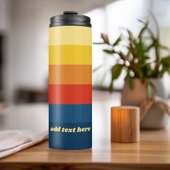 Retro-Sonnenuntergangsstreifen mit einfachem Sans  Thermosbecher (Personalized Thermal Tumbler - Add Photos, Text - Customize Completely in the Advanced Design Area)