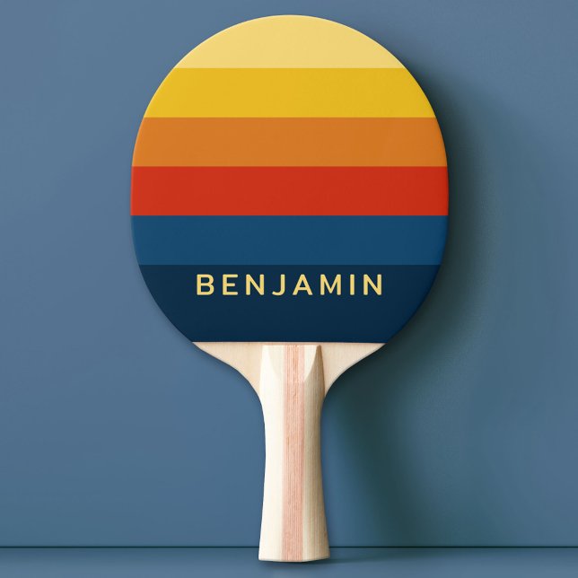 Retro-Sonnenuntergangsstreifen mit einfachem Sans  Tischtennis Schläger (Custom Ping Pong Paddle)