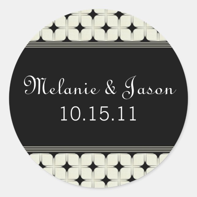 Retro Sophistication Save the Date Stickers (Vorderseite)