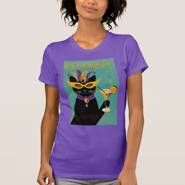 Retro Sophisticats Its Time to Mardi Gras Martini T-Shirt (Vorderseite)