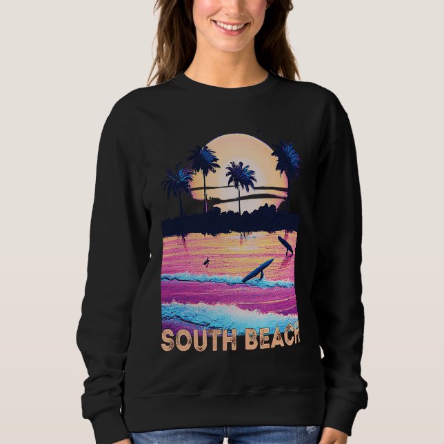 Retro South Beach Florida Souvenir Surf Sweatshirt (Vorderseite)