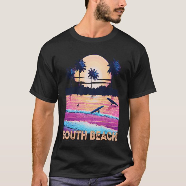 Retro South Beach Florida Souvenir Surf T-Shirt (Vorderseite)