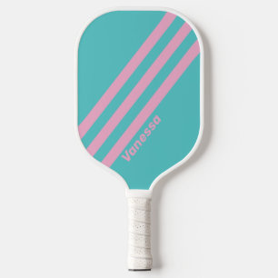 Retro-South-Beach-Streifen mit Namen Pickleball Schläger