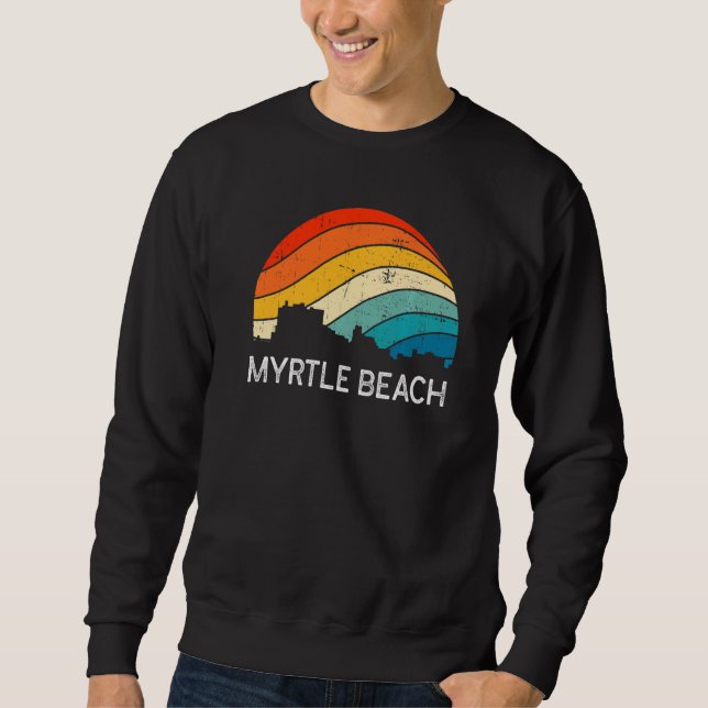 Retro South Carolina City Myrtle Beach Skyline Vin Sweatshirt (Vorderseite)