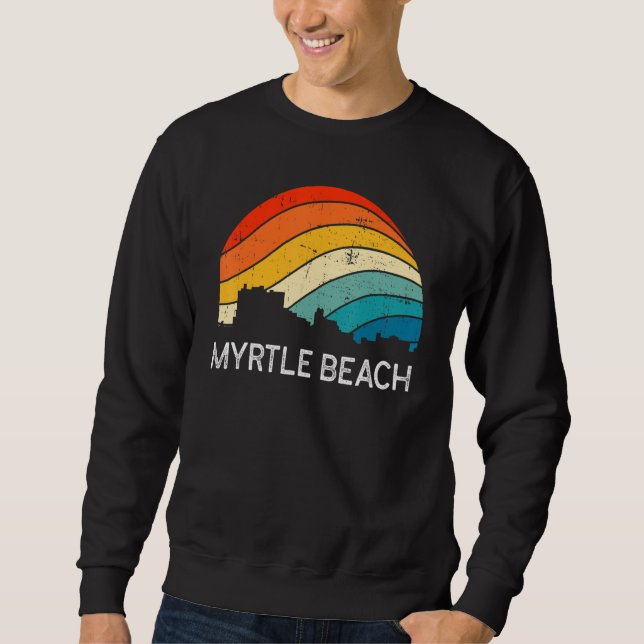Retro South Carolina City Myrtle Beach Skyline Vin Sweatshirt (Vorderseite)