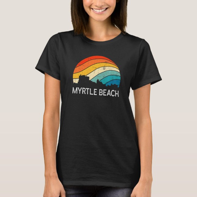 Retro South Carolina City Myrtle Beach Skyline Vin T-Shirt (Vorderseite)