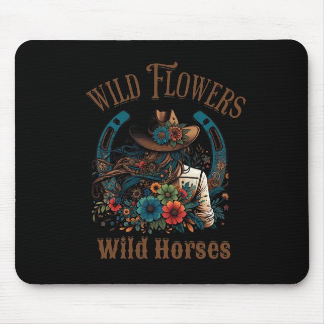 Retro Southern Sunset Cowgirl Wilde Blume - Wild Mousepad (Vorne)