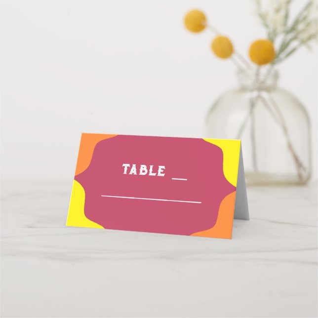 Retro Southwestern Sunrise Wedding Platzkarte (Vorderseite)