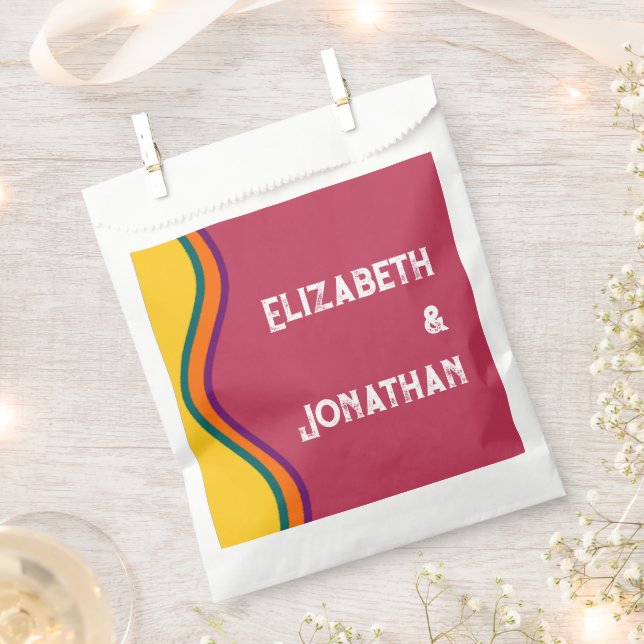 Retro Southwestern Waves Wedding Geschenktütchen (Ausgeschnitten)