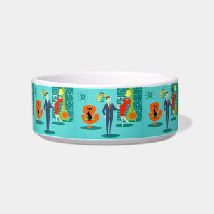 Retro Space Age Cartoon Couple Pet Bowl Napf