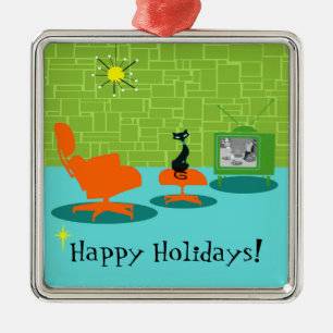 Retro Space Age Kitty Christmas Ornament