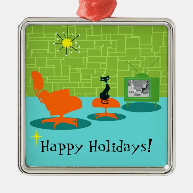 Retro Space Age Kitty Christmas Ornament (Vorne)