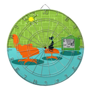 Retro Space Age Kitty Dartboard Dartscheibe