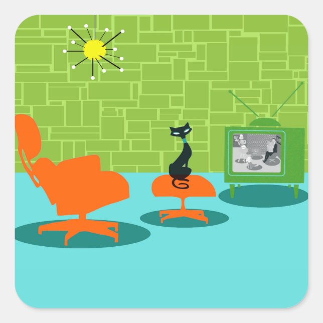 Retro Space Age Kitty Stickers (Vorderseite)