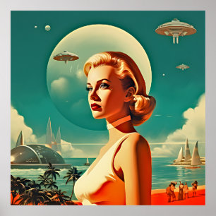 Retro Space Age Miami Poster