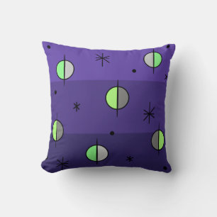 Retro Space Age Planets Stars Indigo Kissen