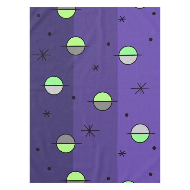 Retro Space Age Planets Stars Indigo Tischdecke (Vorderseite)