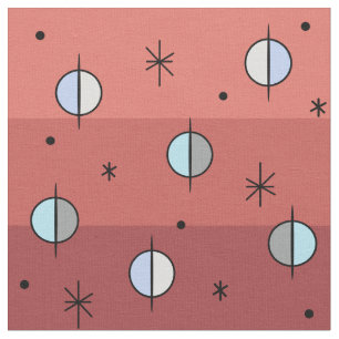 Retro Space Age Planets Stars Lachs Pink Stoff