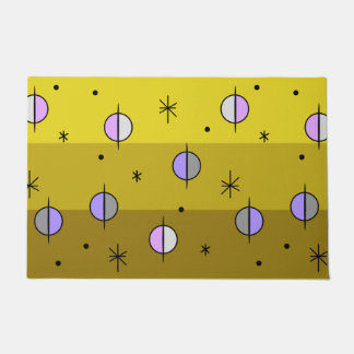 Retro Space Age Planets Stars Ocker Gelb Fußmatte