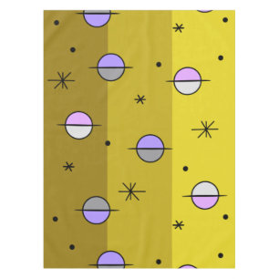 Retro Space Age Planets Stars Ocker Gelb Tischdecke