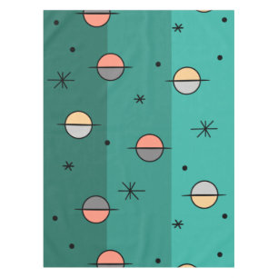 Retro Space Age Planets Stars Türkis Tischdecke