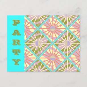 RETRO SPACE-AGE SUN-BURSTS & TURQUOISE INVITATIONE EINLADUNG