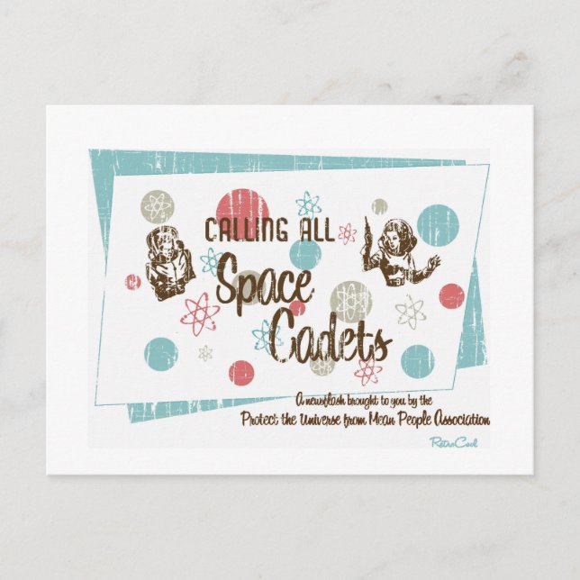 Retro 'Space Cadets' Postkarte (Vorderseite)
