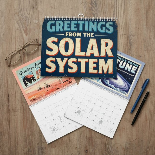 Retro Space Calendar - Grüße von den Planeten Kalender (Von Creator hochgeladen)