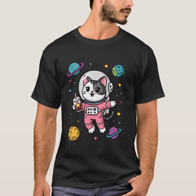 Retro Space Cat Stars und Galaxien Bubble Tee Astr (Vorderseite)