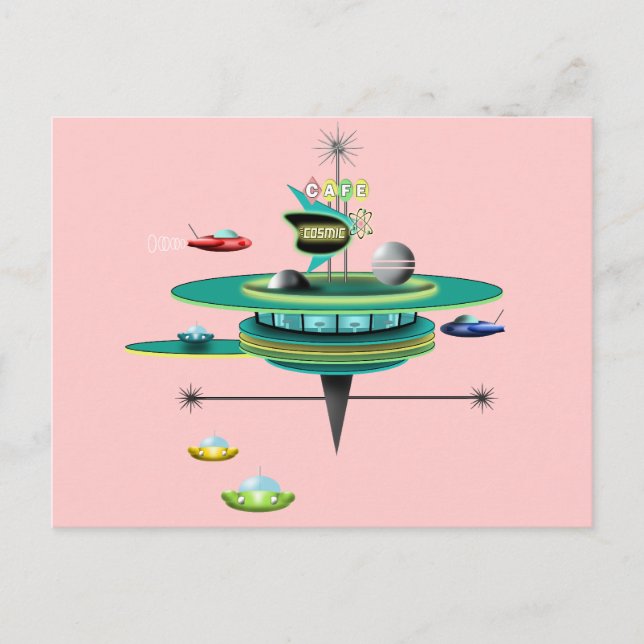 Retro Space Diner Postkarte (Vorderseite)
