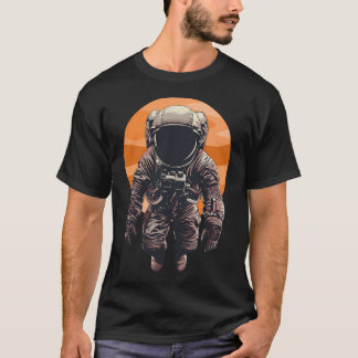 Retro Space Explorer - Astronaut und Orange Sunset T-Shirt