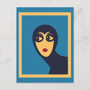 Retro Space Frau minimale Vector Art Postkarte