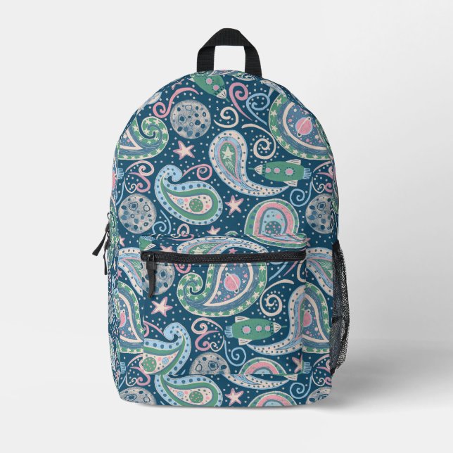 Retro Space Galaxy Bedruckter Rucksack (Vorderseite)